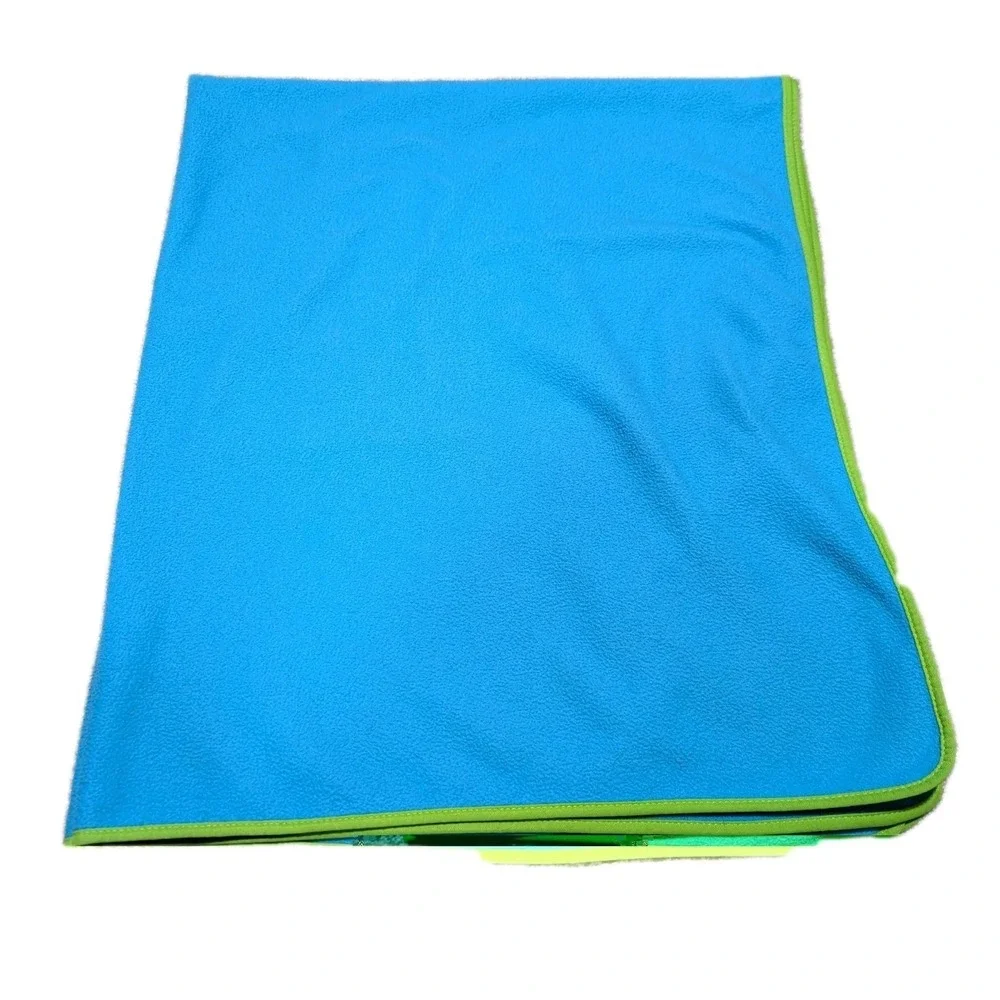 Vintage Tinkerbell Fleece Blanket Throw 60 X 50 Disney Blue Green Trim  LARGE